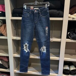 Levi's Dark Blue Ripped Skinny Jeans